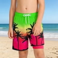 thumbnail image 2 of SGMVNU Boys Swim Trunks Swimwear with Compression Liner Kids Swimsuit Printed Bathing Bottom Beach Swimming Shorts, Size 11-12 Years, qu1-Hot Pink, 2 of 4