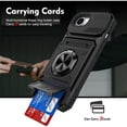 thumbnail image 1 of For Apple iPhone 17e/16e Phone Case with Finger Ring Holder Kickstand, Card Slots，Heavy Duty Shockproof Rugged Protective Working with Magnetic Car Phone Mount,Black, 1 of 8