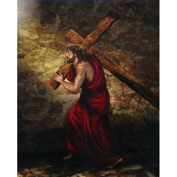 Catholic print picture - Jesus Carries the Cross T - 8" x 10" ready to be framed