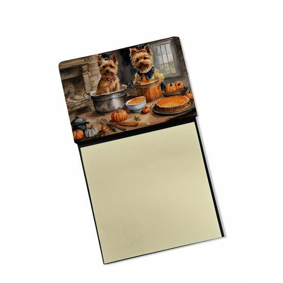 Norwich Terrier Fall Kitchen Pumpkins Sticky Note Holder 3.25 in x 5.25 in