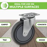 Super Sliders Swivel Caster Wheels with Brake, 4-Inch, 250 lb Capacity, TPR Wheels