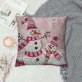 thumbnail image 2 of PHYHOO  Bundles, Merry Christmas Snowman Velvet Pillow Covers, Pink, Outdoor Waterproof Pillow Inserts, 2 of 5