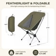 thumbnail image 2 of LAUSAINT HOME Ultralight Folding Camping Moon Chair, Heavy Duty 280 Lbs Portable Backpacking Chair, Padded Lightweight Outdoor Lawn Beach Chair with Carry Bag for Adult Camping Hiking Travel, Green, 2 of 12