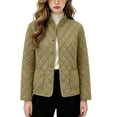 thumbnail image 3 of Quilted Jacket for Women Button Down Crewneck Lightweight Casual Coat Stylish Cozy Fall Outdoor Travel Hiking Quilted Jacket with Pockets, 3 of 6