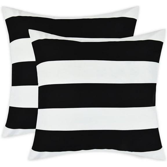 BLEUM CADE 2 Pack Black and White Striped Throw Pillow Covers 18 x 18 inch Outdoor Throw Pillows Covers,Farmhouse Decorative Throw Pillow Cases for Sofa Couch