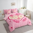 thumbnail image 3 of Feelyou Romantic Love Heart Bedding Comforter Set 7pcs for Kids, Valentines Day Rose King Bedding Sets, Princess Cartoon Pink Reversible Bed Sheets, Microfiber Bedroom Decor, 3 of 7
