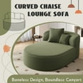 thumbnail image 4 of 68.1" Modern Chaise Lounge Sofa with 55.3" Deep Seat, Corduroy Upholstered Boneless Sofa Bed with 2 Pillows, Sleeper Couch Reading Chairs for Living Room, Green, 4 of 9