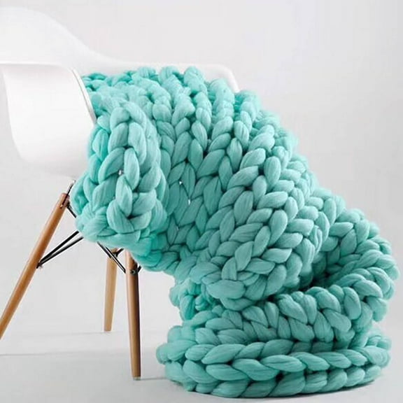 AUQ Knit Blanket,Easy Care Knitted Throws for Beds,Gift for Any Event Chunky Knitted Blanket,Light Green