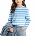 thumbnail image 4 of Ashirexll Girls Long Sleeve Shirts Gradient Striped Print Long Sleeve Casual Top for Big Girls 3-14 Years, 4 of 7