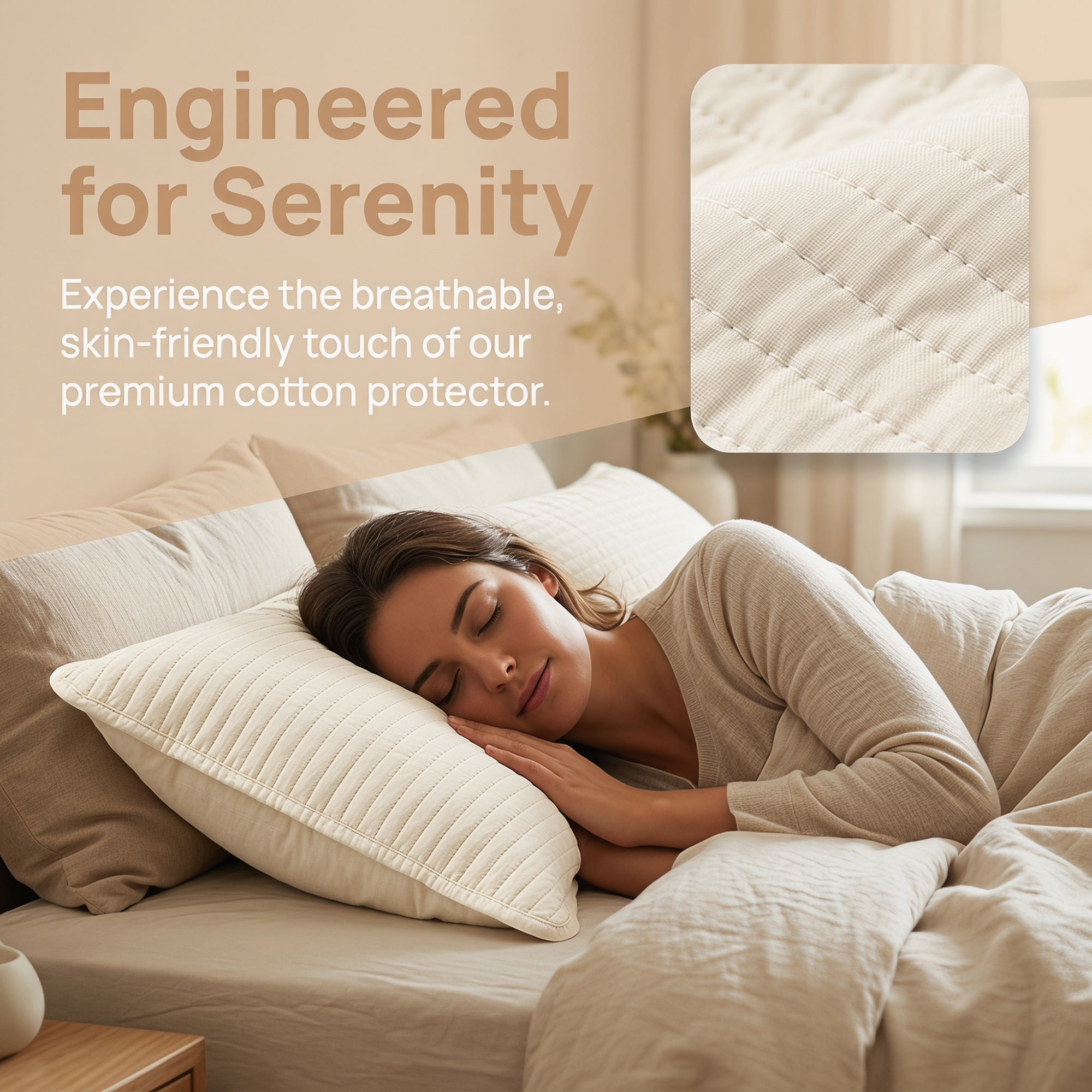 Unique Bargains Comfortable Envelope-style Pillow Protector, 2-pack Quilted Beige 19"x29"