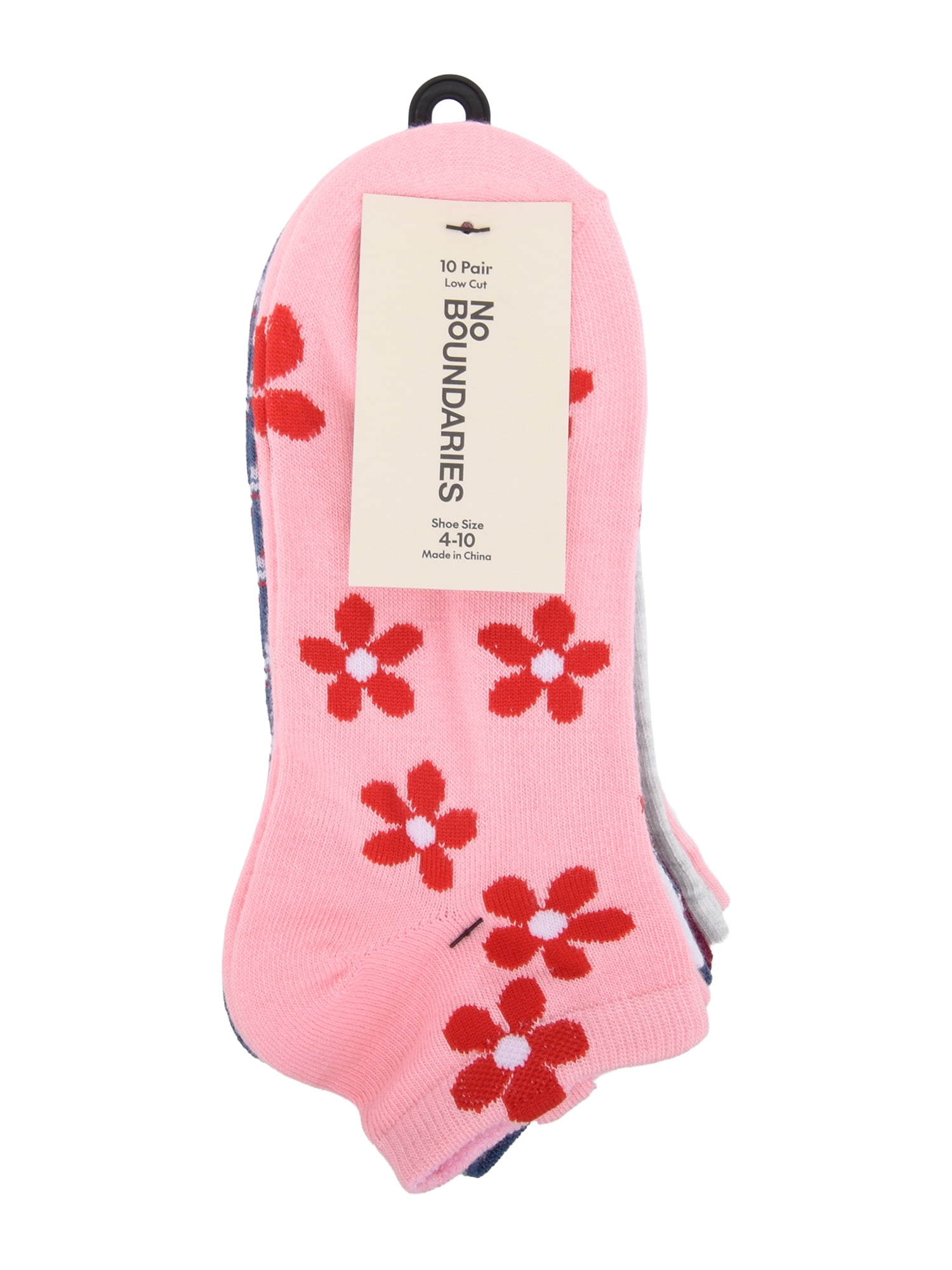 No Boundaries Women’s Low Cut Socks, 10 Pack, Shoe Sizes 4-10