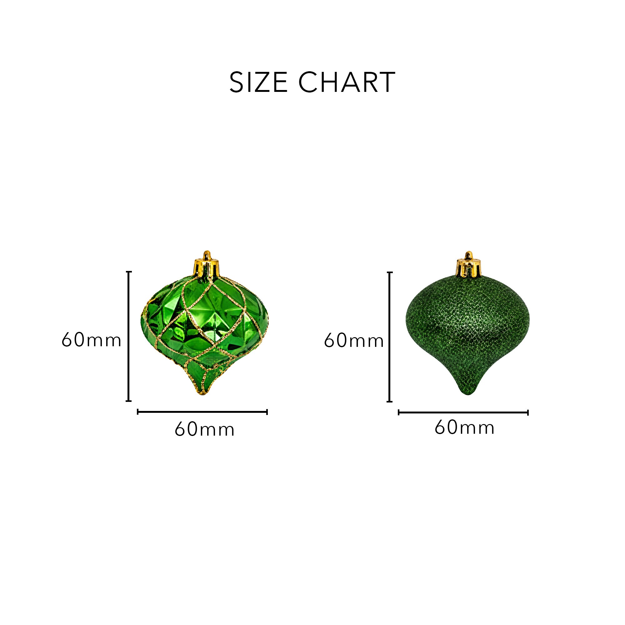 18-pc Green and Gold Teardrop Shatterproof Christmas Ornaments