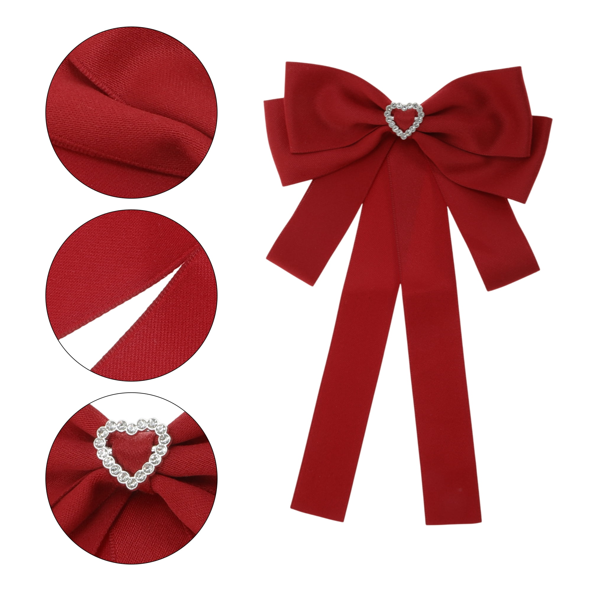 Unique Bargains Ribbon Bow Brooch for Parties Hollow Heart