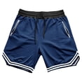 thumbnail image 3 of vdgthytj Mens Basketball Shorts Breathable Quick Dry Drawstring Waist Striped Running Athletic Shorts with Zip Pockets, 3 of 5