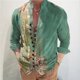 thumbnail image 1 of Men Casual Flower Print Loose Long Sleeve Button Down Tops Blouse Dress Shirt, 1 of 8
