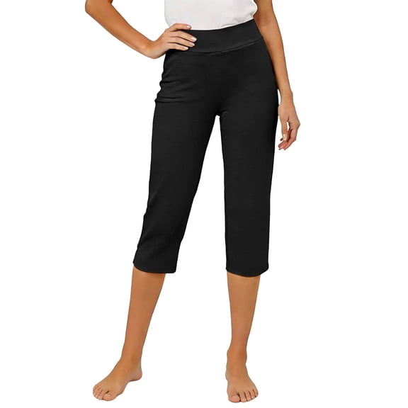 cocolona Womens Summer Casual Dressy Capris Pants Elastic Waist Split Leg Cropped Pants with Pocket