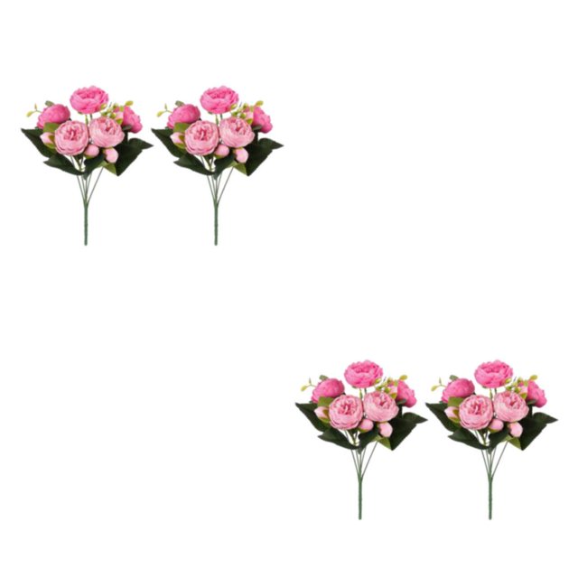 ZheElen Long-lasting Durability Easy To Clean Artificial Flower Arrangement For Wedding Decoration Realistic Appearance rose red+ pink 2Set
