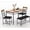 Brown, variant on Panapinka Industrial Wood Top 4-Piece Dining Table Set with 2 Upholstered Chairs & Storage Bench, Metal Frame Kitchen Dining Furniture in Bas-Relief/Tiger Wood/Teak Oak Finishes for Small Apartment