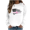 thumbnail image 3 of Jinhomg Breast Cancer Support Shirts for Women Inspirational Pink Ribbon Sweatshirt Casual Loose Long Sleeve Holiday Pullovers Summer Saving White XXL, 3 of 5