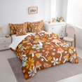 thumbnail image 3 of Feelyou Rustic Mushroom Bedding Comforter Set 7pcs, Orange Flower Queen Bedding Sets, 3 of 8