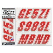STIFFIE Techtron Red/Silver 3" Alpha-Numeric Identification Custom Kit Registration Numbers & Letters Marine Stickers Decals for Boats & Personal Watercraft PWC