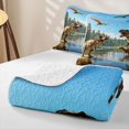 thumbnail image 4 of Homewish Vintage Dinosaur Quilt Full,Jungle Wildlife Full Bedspread Sets,Green,3pcs, 4 of 7