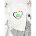 thumbnail image 2 of T-Shirt Femme "Lunch Lady" Imprimé Cœur - Tee-Shirt Décontracté à Manches Courtes Noires avec Design Coloré Dessiné à la Main, Mélange Polyester Confortable, Col Rond, Parfait pour l'Été, 2 of 6