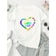 thumbnail image 2 of Camiseta de mujer Ropa de verano básicaWomen's "Lunch Lady" Heart Print T-Shirt - Casual Black Short Sleeve Tee with Colorful Hand-Drawn Design, Comfortable Polyester Blend, Round Neck, Perfect for, 2 of 7