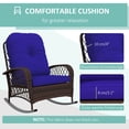 thumbnail image 4 of Outdoor Wicker Rattan Rocking Chair with Thick Dark Blue Cushions, Heavy-Duty Steel Frame Patio Rocker for Garden, Backyard, Porch and Conservatory, 29.5"W x 38.6"D x 35.8"H, 4 of 7