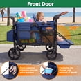thumbnail image 4 of Vomeast Upgrade Wagon Stroller for 4 Kids, 4-Seater Outdoor Baby Stroller Wagon with Canopy, 5-Point Harness, Adjustable Handle(Blue), 4 of 12
