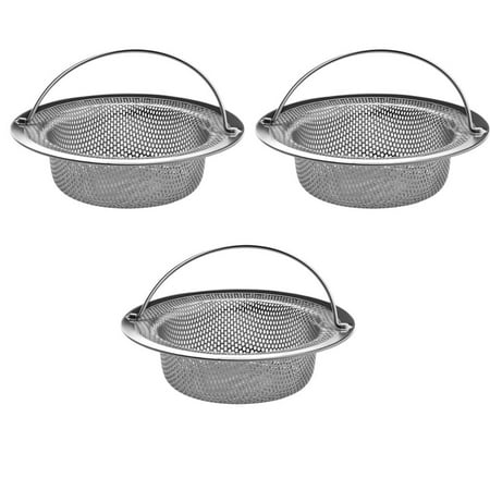 

3pcs Kitchen Sink Drain Strainer Fine Workmanship Net With Basket Handle Large Steel Clean Drain Catcher Food Easy to Stainless Filter for Home