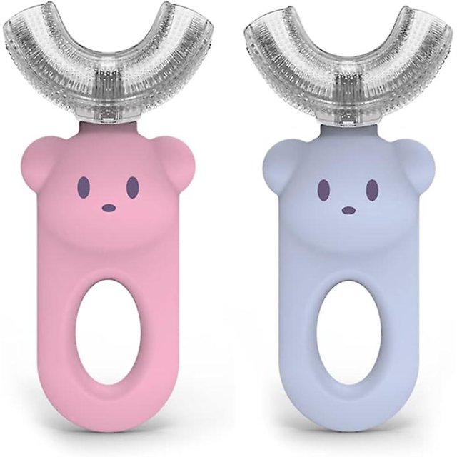 U-shaped Toothbrush for Children 2 Pcs, 360 U-shaped Toothbrush All Around, Silicone Brush