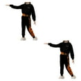 thumbnail image 4 of Sonducket Viajar Camping Niñas Deportes Camisa Pantalones Conjunto Otoño Banquete Niños Tops Pantalones Ropa Regalo de cumpleaños Negro Negro 150cm 2Conjunto, 4 of 6