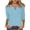 Light Blue, variant on Women's V Neck 3/4 Sleeve Casual Loose Blouses Solid Basic Tops Curved Hem Pullover, Light Blue XL