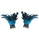 thumbnail image 1 of Bridal Wrist Cuffswith Feather Bride Feathered Flower Elaborate Long Bachelorette Party Dark Lacework Bride Gloves, 1 of 4