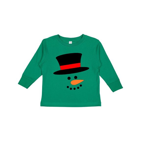 Inktastic Snowman with Top Hat and Carrot Nose Boys or Girls Long Sleeve Toddler T-Shirt