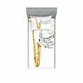thumbnail image 2 of Music Bedding Set with Sheet & Covers, Illustration of Old Saxophone with Template Solo Vibes Art Print Design, Printed Bedroom Decor 2 Shams, 4 Sizes, Yellow Black White, by Ambesonne, 2 of 3