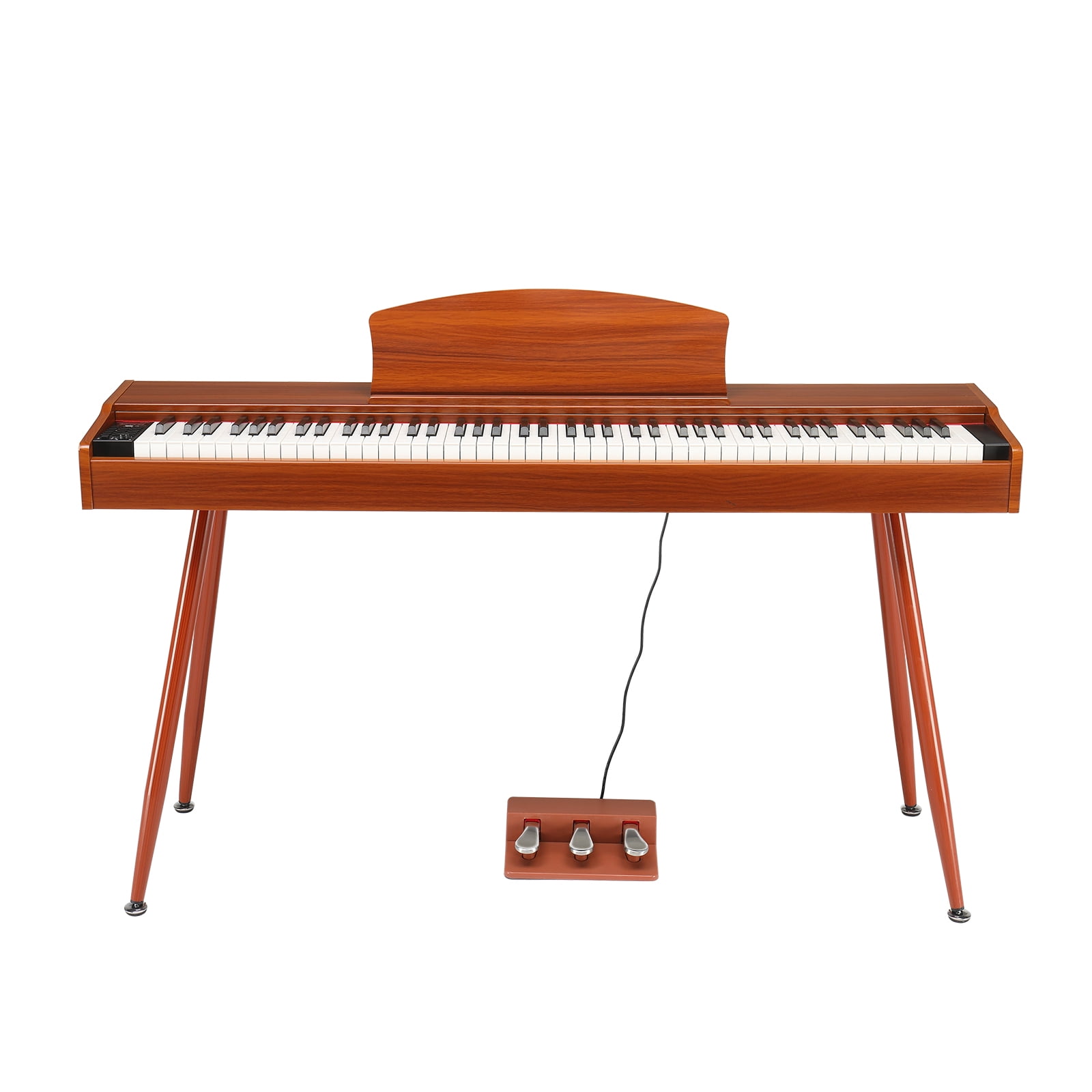 88 Key Standard Full Weighted Keyboards Digital Piano with Metal Stand, Power Adapter, Triple Pedals, Headphone，for All Experience Levels, Walnut