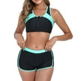 thumbnail image 4 of Efsteb Swimsuits for Women 2025 Two Piece Women Two Piece Sports Bikini Athletic Swimsuits Color Block Bathing Suits with Shorts (Green,M), 4 of 7