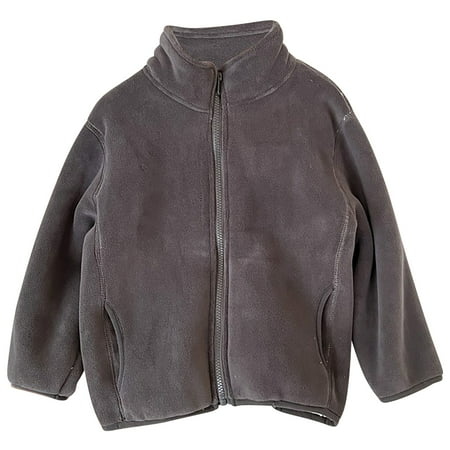 

Jalioing Fleece Coat for Kids Toddler 2024 Fall Winter Warmth Outwear Zipper Stand Collar Fuzzy Coat