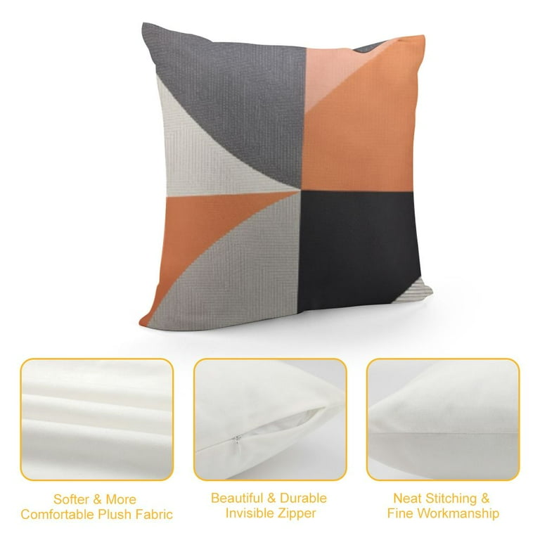 COMIO Peach Gray Pillow Cases Pink Grey Geometric Pillowcases Decorative Navy Blue Zigzag Print Pillow Covers Envelope Closure Coral Pillow Encasement