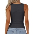 thumbnail image 3 of Stichou Tank Tops for Women 2026 Scoop Neck Ribbed Sleeveless Top Casual Summer Spring Basic Slim Fitted Knit Cami Tee Shirts Dark Gray L, 3 of 4