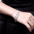 thumbnail image 5 of Pulsera de plata esterlina para mujer Pulseras de plata de la amistad Pulseras con dijes Pulsera de cadena de plata Amor personalizado, 5 of 5