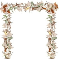 2 Pack Fall Garland Maple Leaf, Hanging Vine Garland 6 Color Artificial Autumn Foliage Garland Thanksgiving Decor for Home