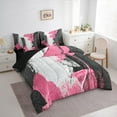 thumbnail image 3 of Feelyou Artwork Geometric Bedding Comforter Set 7pcs for Adult, Retro Oil Printing Queen Bedding Sets, Black Pink Abstract Reversible Queen Sheet Sets, Luxury Bedroom Decor, 3 of 7