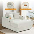thumbnail image 6 of Wiilayok 54 inch Oversized Chaise Lounge Chair Indoor,Corduroy Upholstered Cloud Sleeper Chairs Sofa Couch with Ottoman,Cup Holder for Living Room, Apartment, Office, Beige, 6 of 11