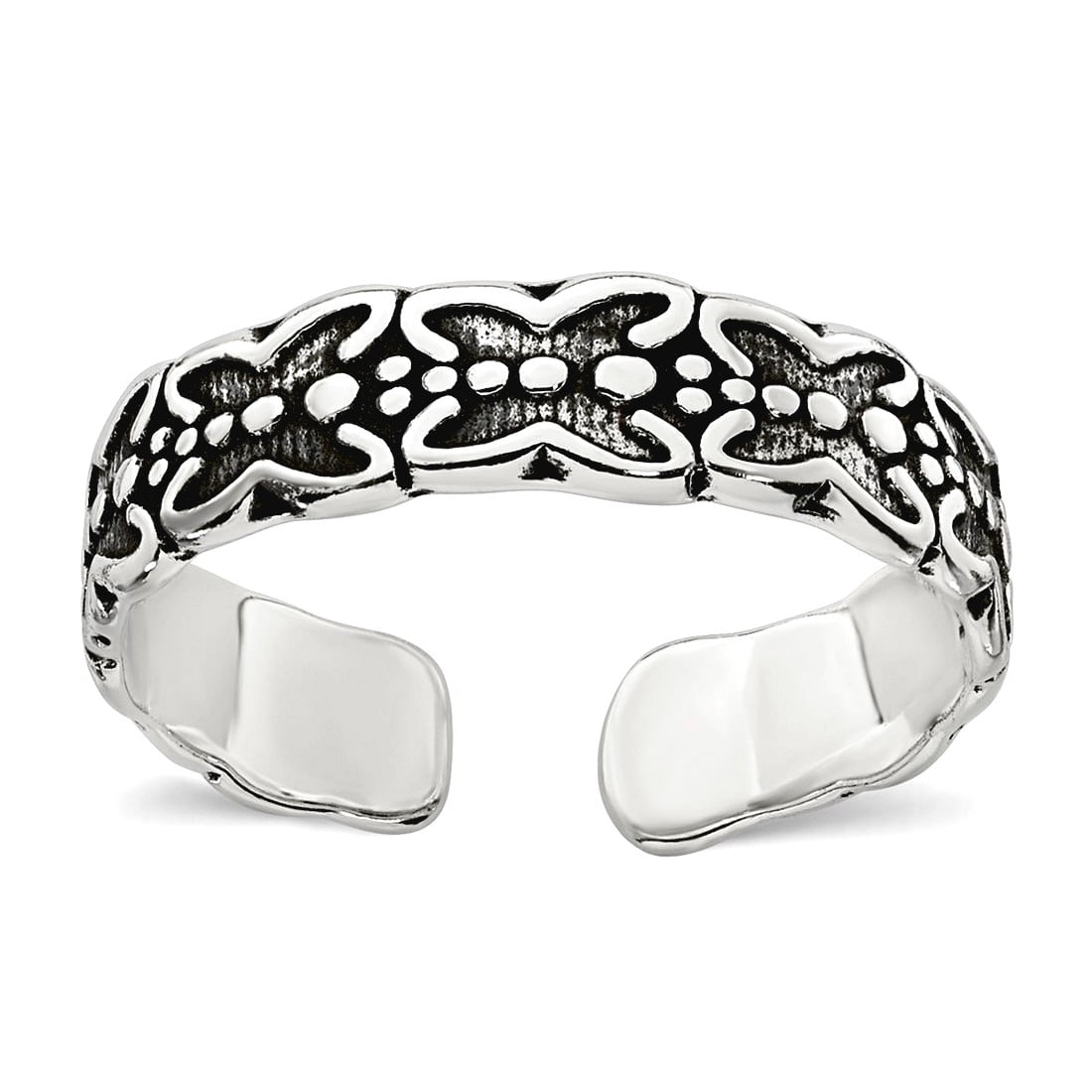 16.2mm 925 Sterling Silver Polished and Oxidized Butterfly Angel Wings toe ring toe ring for Women