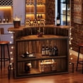 thumbnail image 4 of Finmind 39.4" H 4-Tier Bar Table with Footrest, Arc-Shaped Modern Wine Bar Cabinet for Home Pub, Living Room, Small Spaces, Rustic Brown & Black, 4 of 7