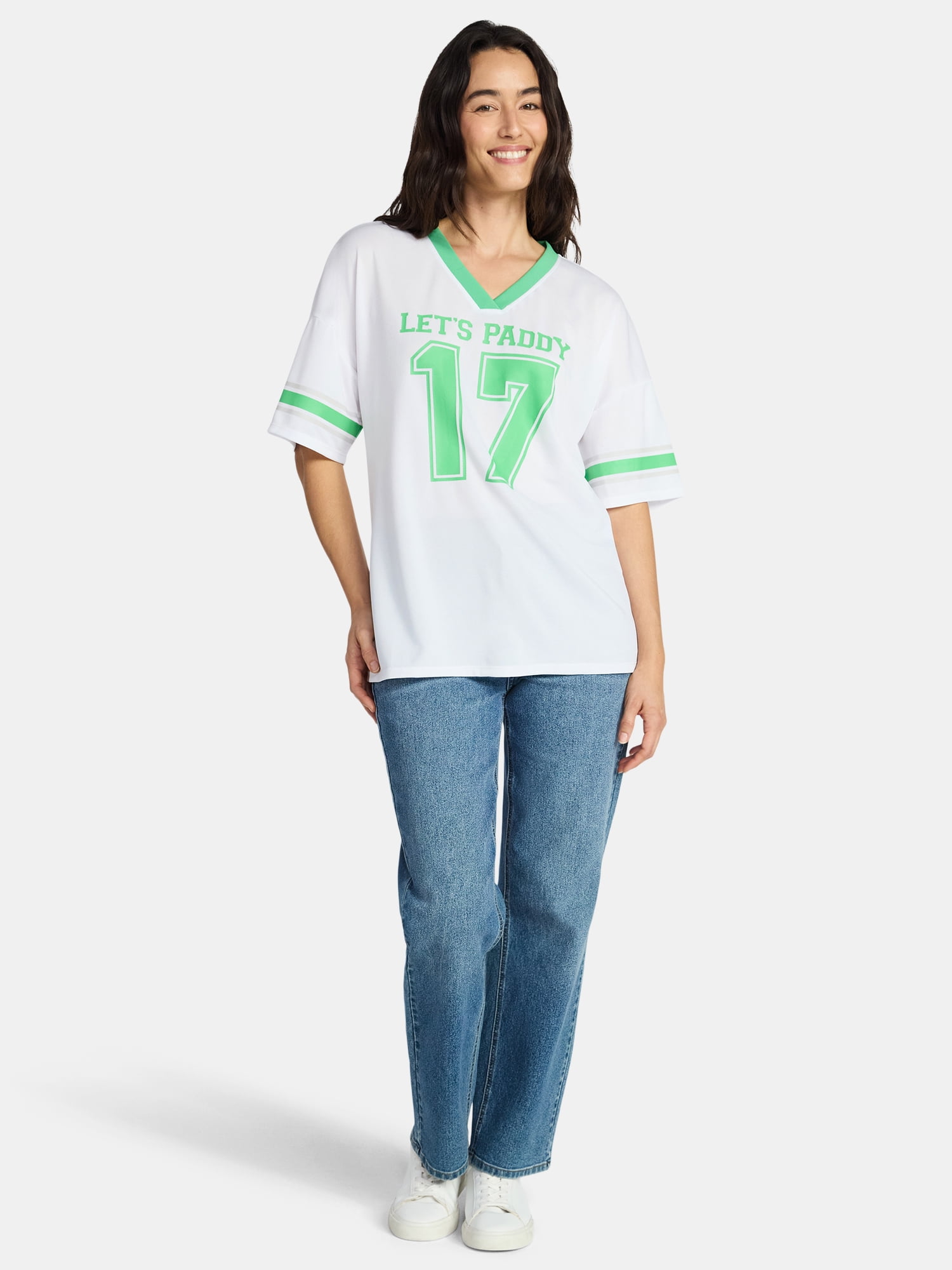 Saint Patrick's Day Women's Let's Paddy Jersey with Short Sleeves from Holiday Time, Sizes XXS-XXL
