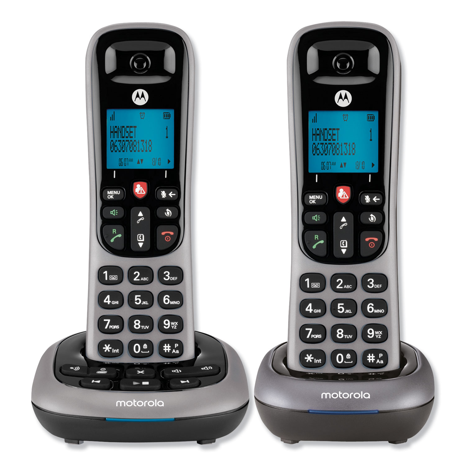 Motorola CD4012 - cordlss phone - answering system with caller ID - DECT\GAP - 3-way call capability - black, silver + additional handset - image 2 of 2